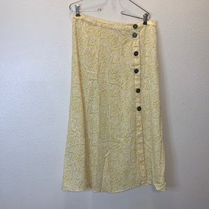 NWT Crescent yellow floral maxi button Down skirt